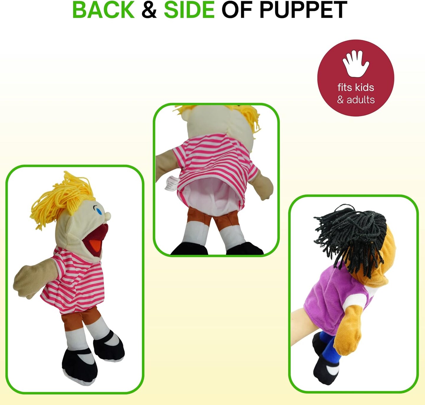 4E&#x2019;s Novelty 8 Pack Multicultural Hand Puppets for Kids with Movable Mouth&#x2014;Soft Plush for Puppet Show Theater