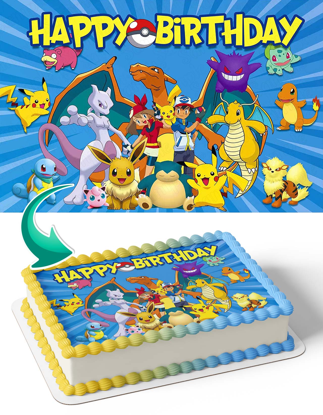Pokmon Anime Cards Edible Cake Image Topper Birthday Cake Sheet |  MakerPlace by Michaels