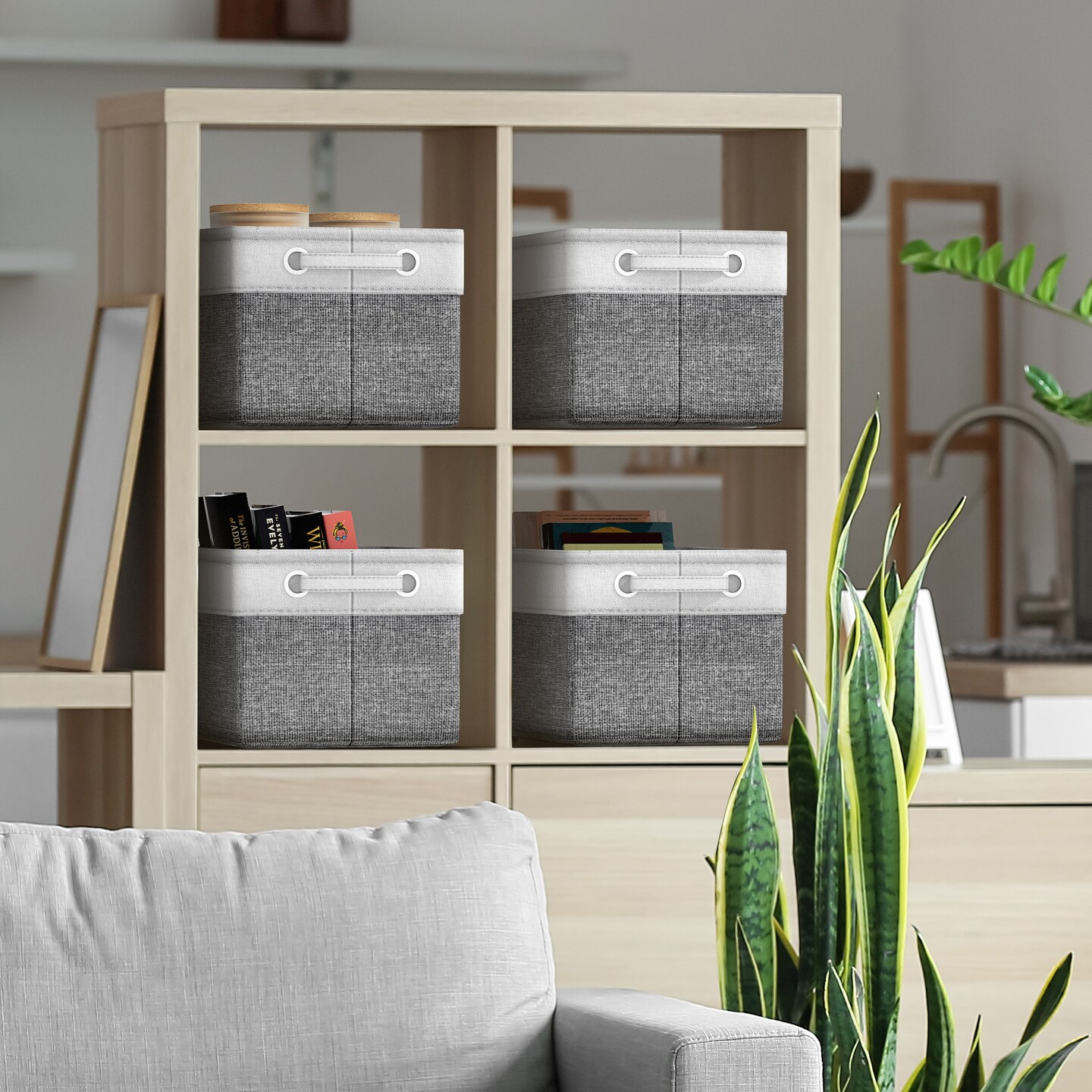 Sorbus Large Fabric Storage Bins for Shelves Set of 6 - 15 Inch Sturdy Collapsible Storage Bins with 2 Handles