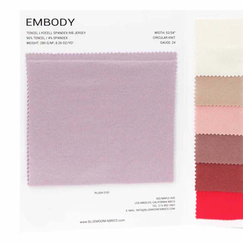 Embody Tencel Lyocell Spandex Rib Jersey Color Card