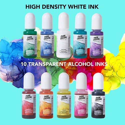 Color Creator Premier Gift Pack 20 Piece Set - (Ten 0.33floz Alcohol Inks, Five 10g Mica Powders, Five 10g Fine Glitters)