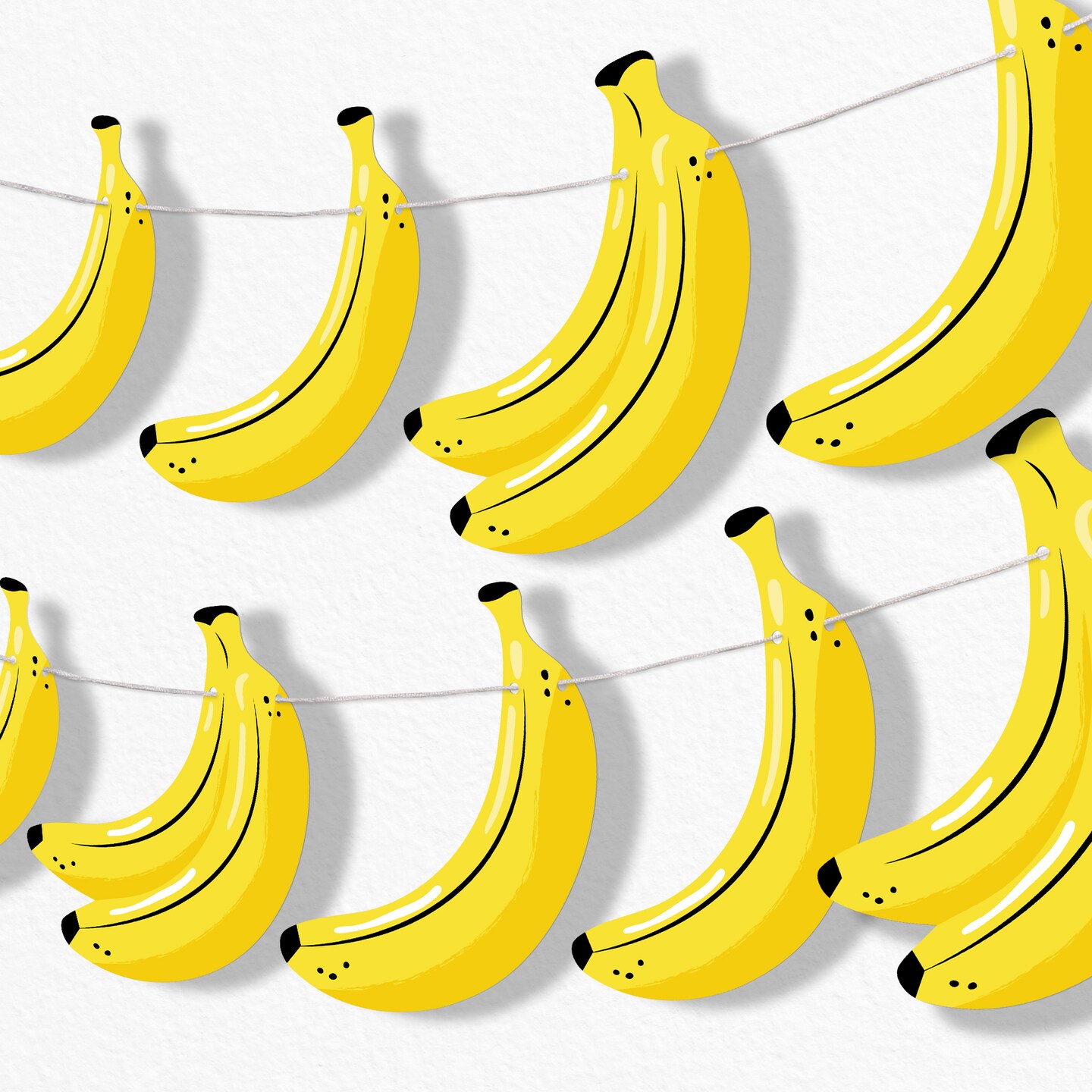 Big Dot of Happiness Let's Go Bananas Garland Banner, Tropical Party Birthday Decorations, Fruit Banner, 30 Feet of Cord, 15 Double-Sided Yellow Banana Bunches