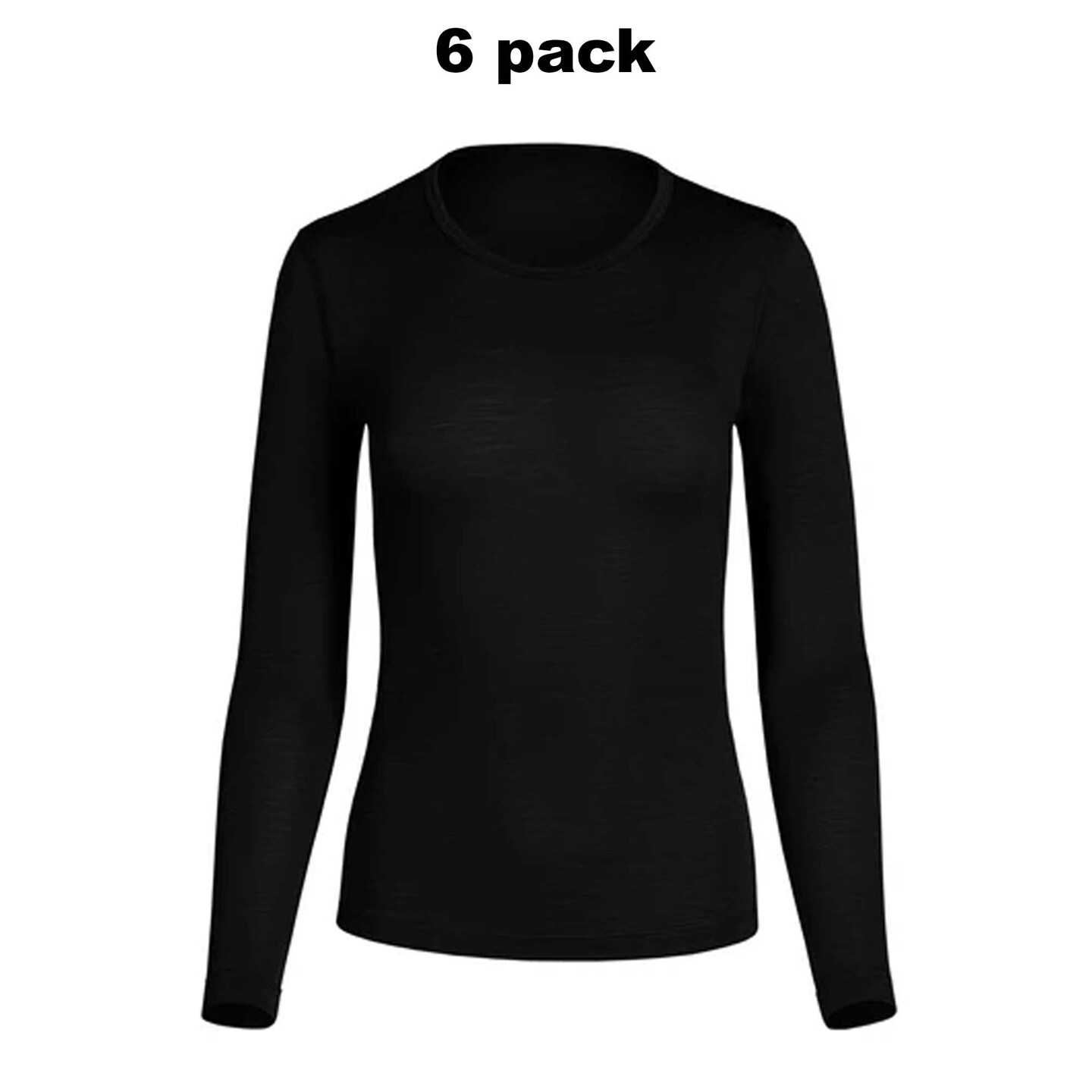 Pack Of 6 Sofra Ladies Classic Fit Crewneck Long Sleeve T-Shirt Lightweight And Breathable