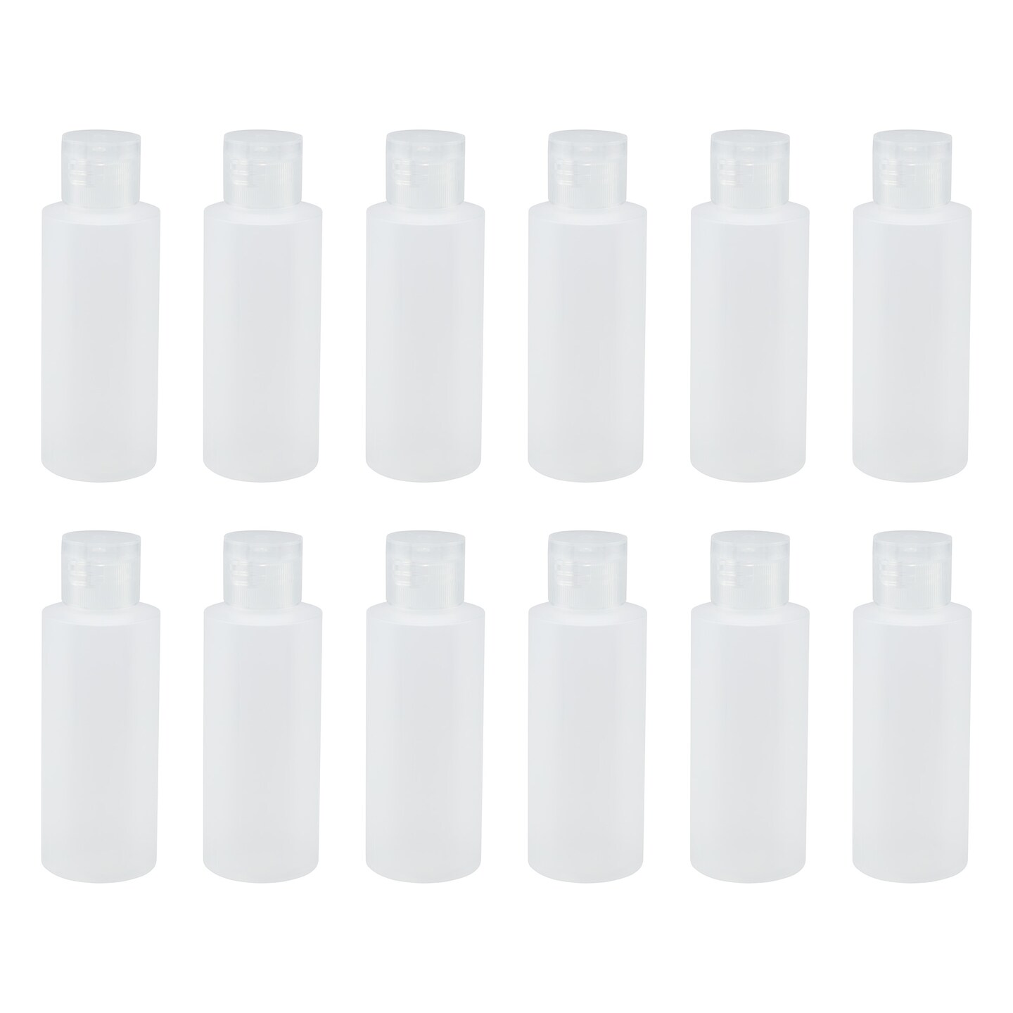 Creative Mark Travel Squeeze Bottle – 12-Pack - TSA Approved 2 oz. Empty Lotion Bottles, Clear Plastic, Reusable, Leak-Proof Flip-Top Cap for Easy Labeling & Storage