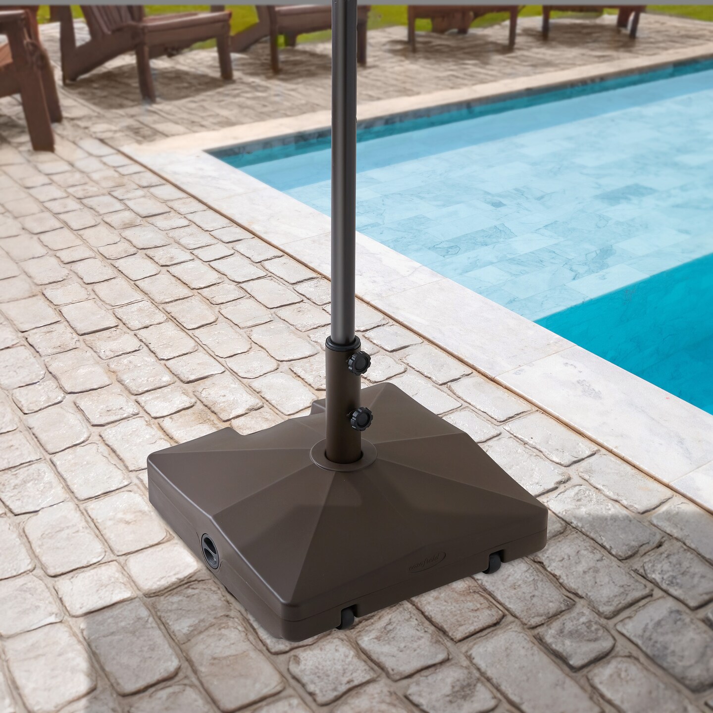 Casafield Fillable Mobile Umbrella Base, Heavy Duty Parasol Stand with Wheels for Outdoor, Patio, Lawn, Deck, Poolside