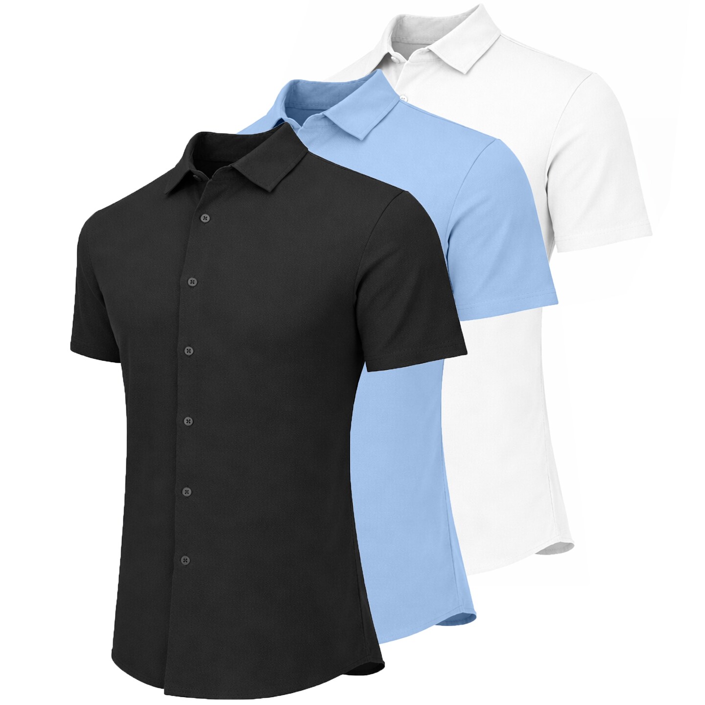 3-Pack Men's Short Sleeve Knit Button Down Shirt (Sizes, S to 3XL)