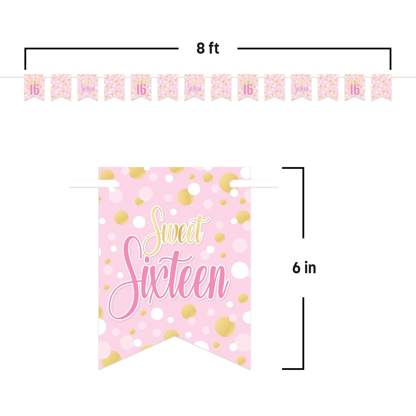 12 Pack Bulk Sweet 16 Streamer 6in x 8ft Birthday Party Banner