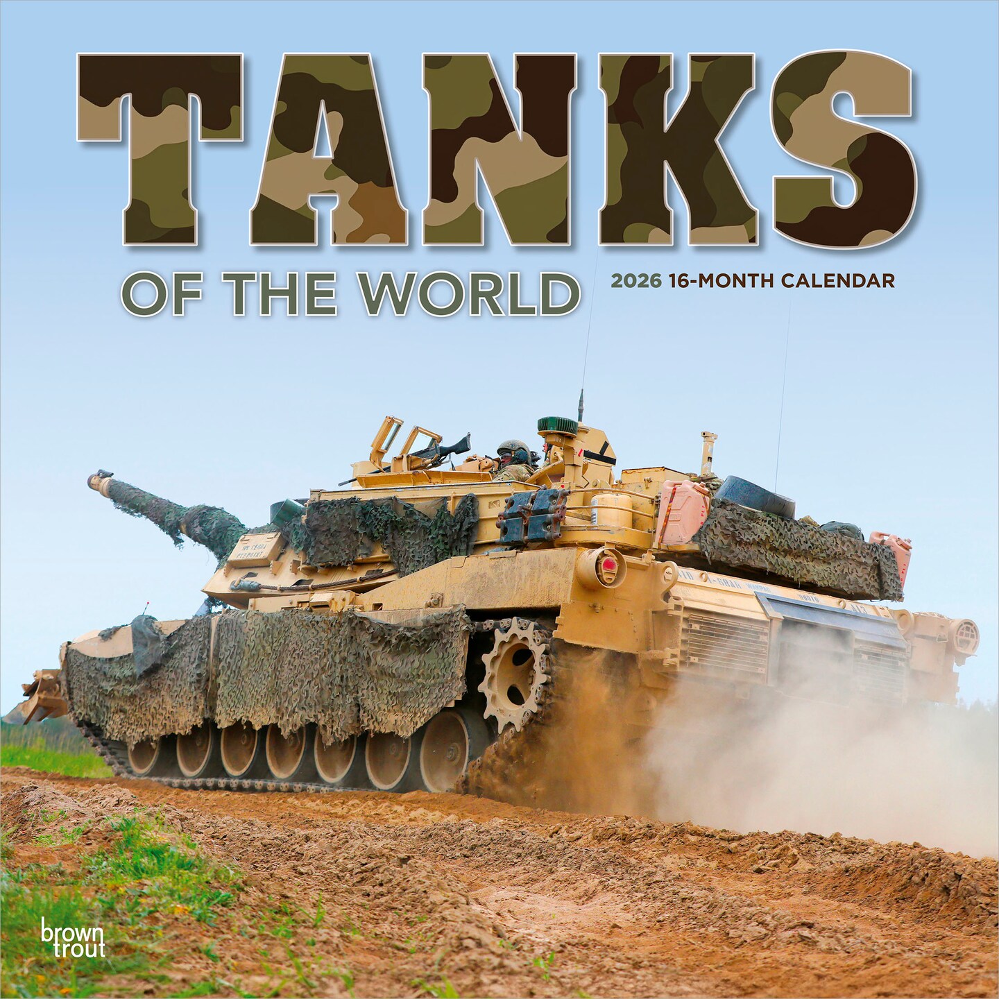 Tanks of the World | 2026 12 x 24 Inch (Hanging) Monthly Square Wall Calendar | Plastic-Free