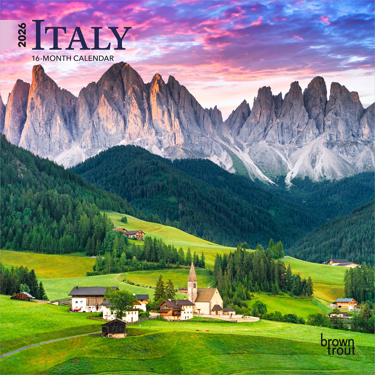 Italy | 2026 7 x 14 Inch (Hanging) Monthly Mini Wall Calendar