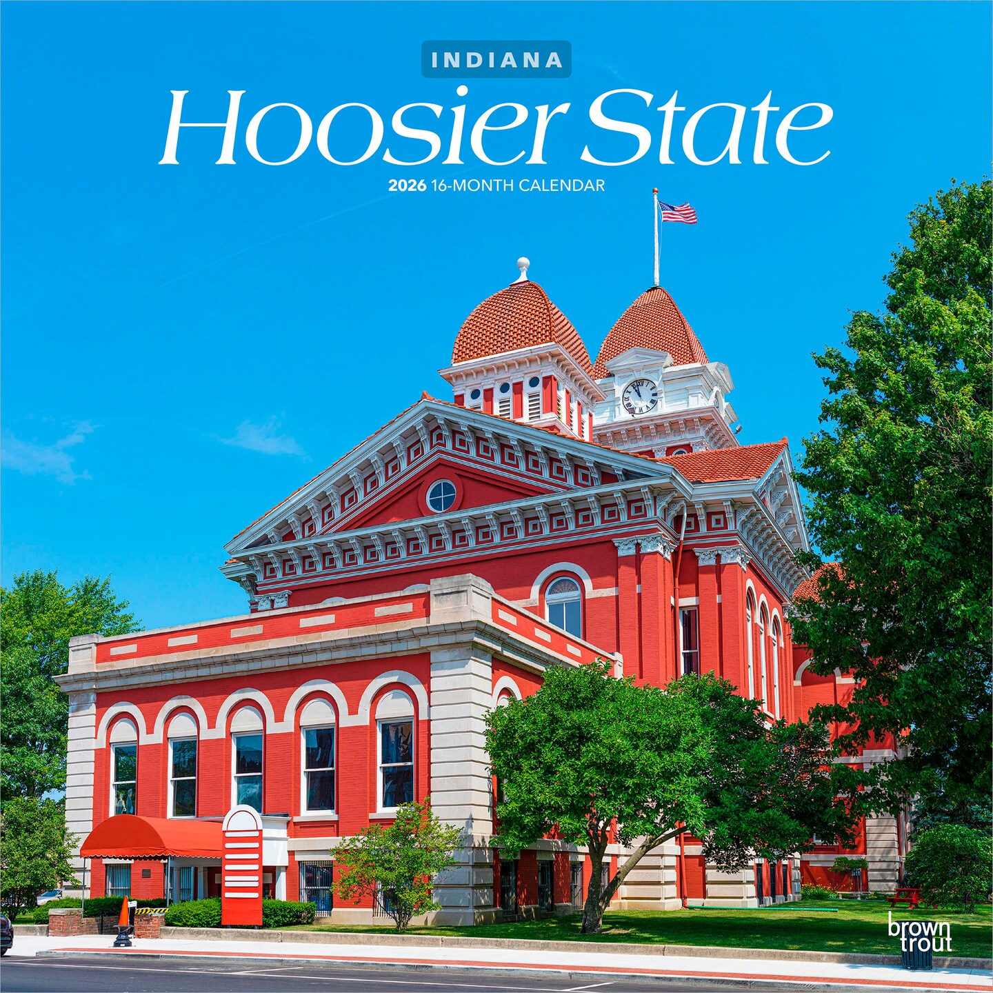 Hoosier State | Indiana Places | 2026 12 x 24 Inch (Hanging) Monthly Square Wall Calendar | Plastic-Free