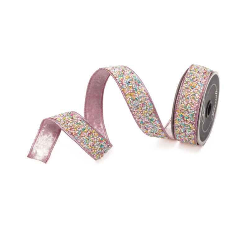 1.5&#x22; Pastel Multi Sprinkles Ribbon: Pink (10 Yards)