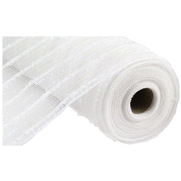 10&#x22; White Snowdrift Cotton Ball Mesh Ribbon