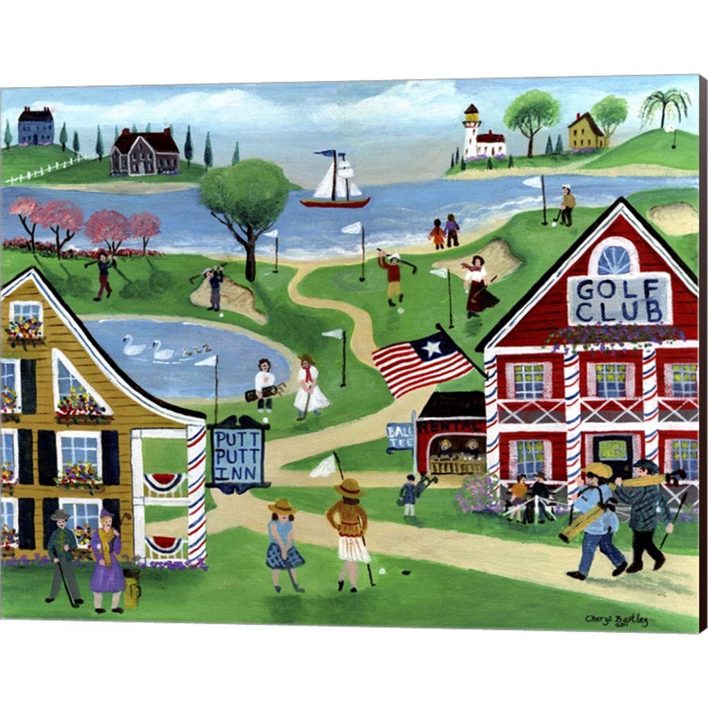 Folk Art Golf Putt Putt Inn by Cheryl Bartley 20" x 16" Canvas Wall Art