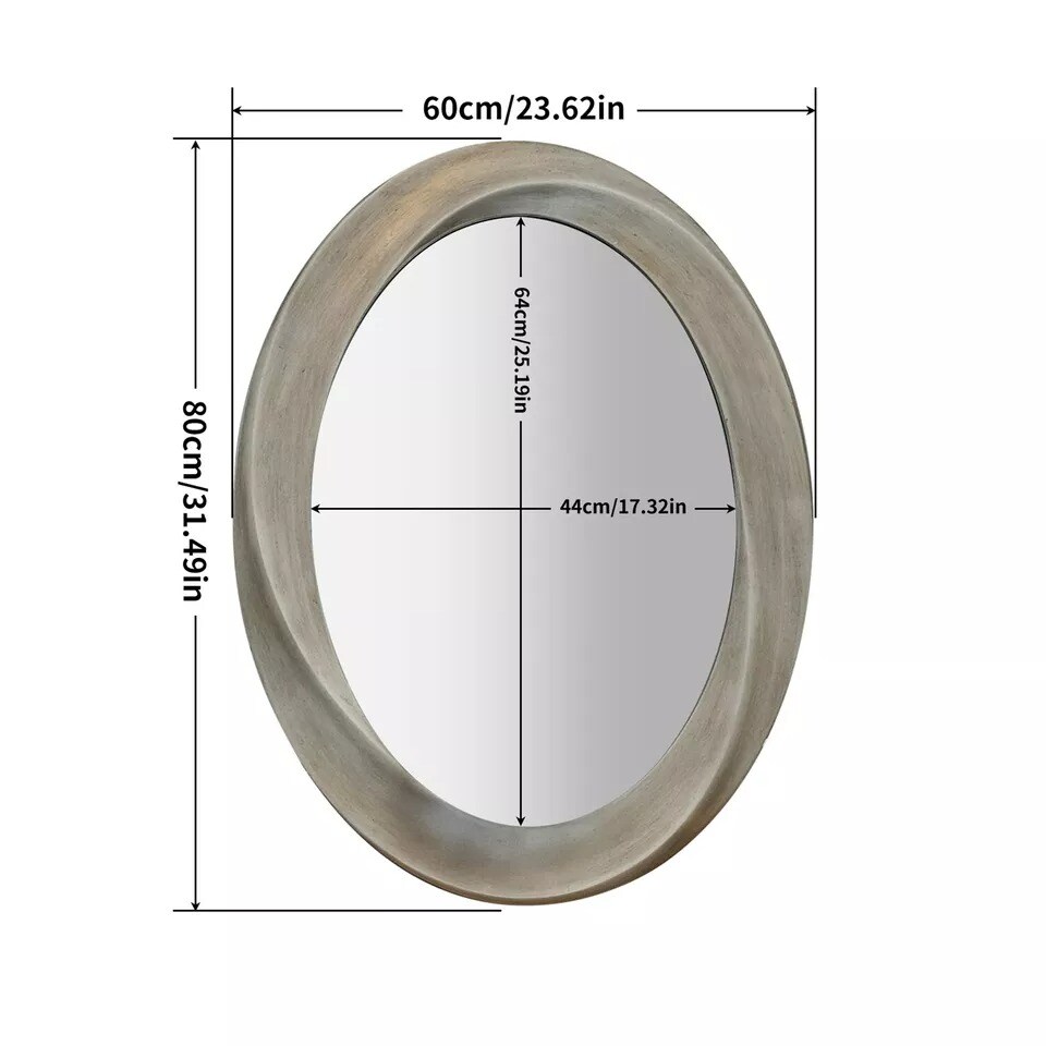 Oval Wall Art Mirror Baroque Gold Decorative Accent Mirror Living Room Bathroom
