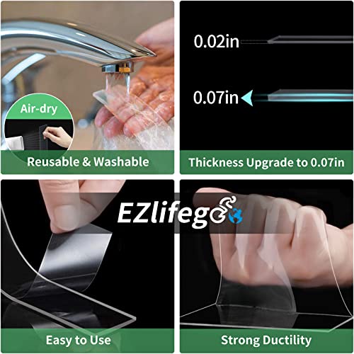 9.85 FT Double Sided Tape Heavy Duty, Extra Large Nano Double Sided Adhesive Tape, Clear Mounting Tape Picture Hanging Adhesive Strips,Removable Wall Tape Sticky Poster Tape Decor Carpet Tape