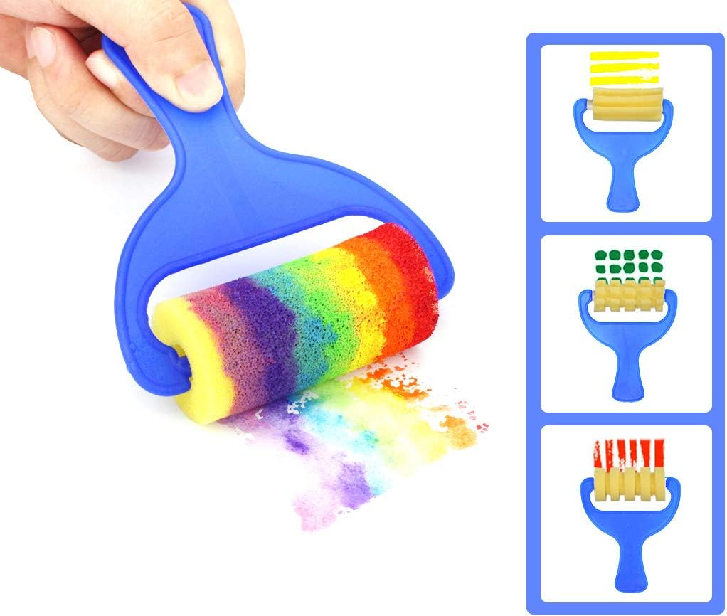 Early Learning Washable Kids Paint Set with Brushes &#x26; Sponges - Portable Case for Toddlers 3+