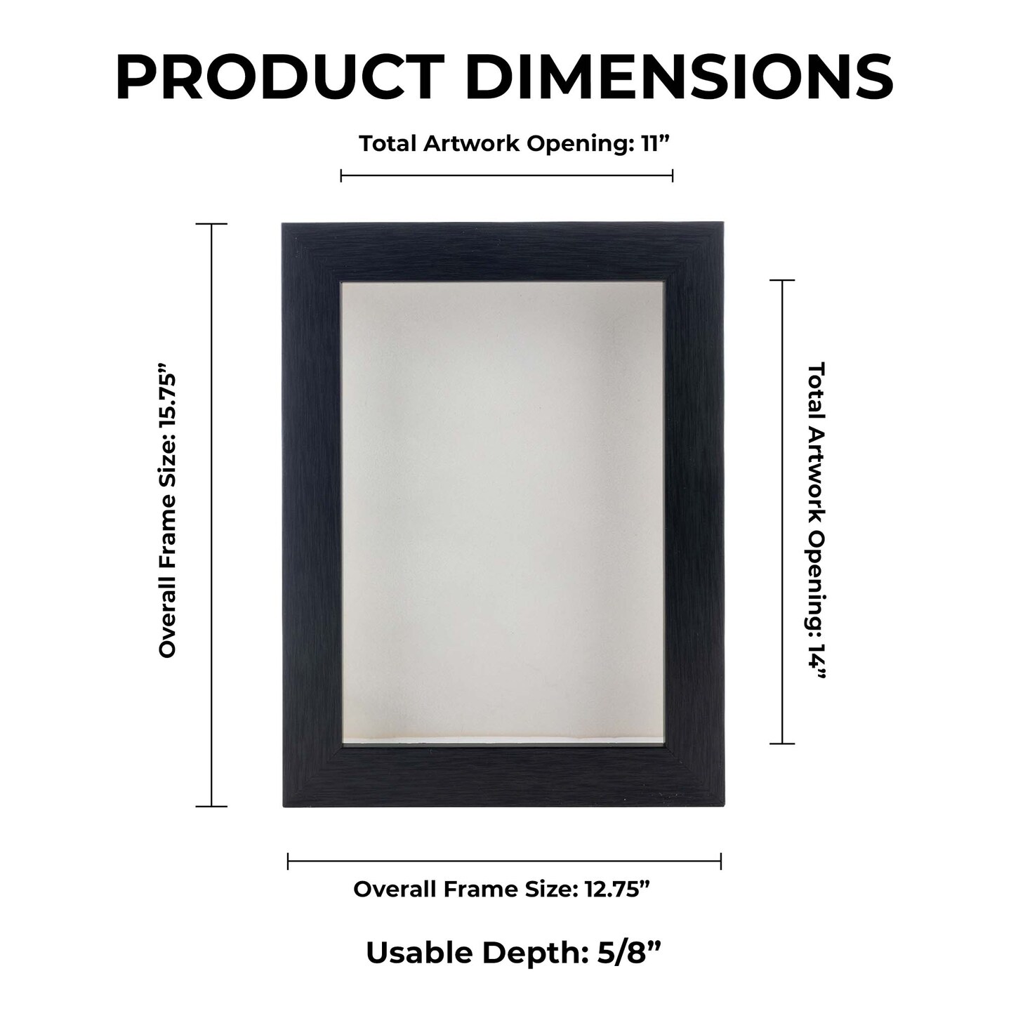Elegant Charcoal Wood Shadow Box Frame with Acrylic Front - White Suede Backing, 30 Sizes