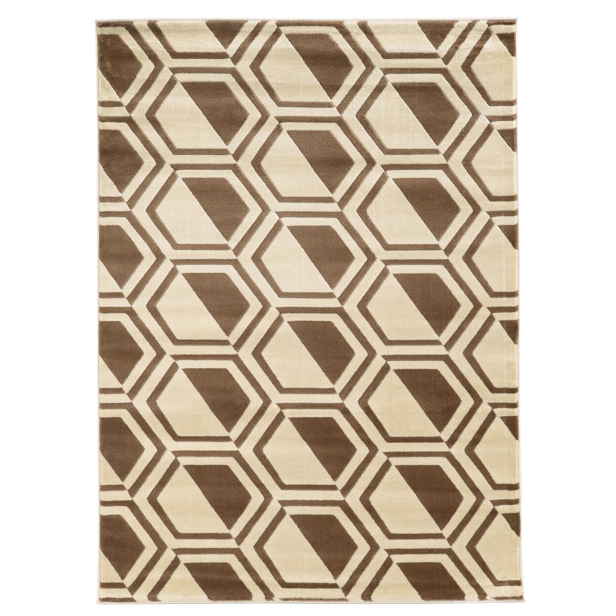 Roma Comb Ivory Area Rug 5X7 Modern Geometric Pattern Neutral Color Palette