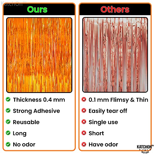 2 Pieces XtraLarge Orange Fringe Backdrop Curtain - 3.2x8 Feet, Orange Backdrop | Orange Streamers for Basketball Party Decorations | Orange Party Decorations, Orange Birthday Decorations
