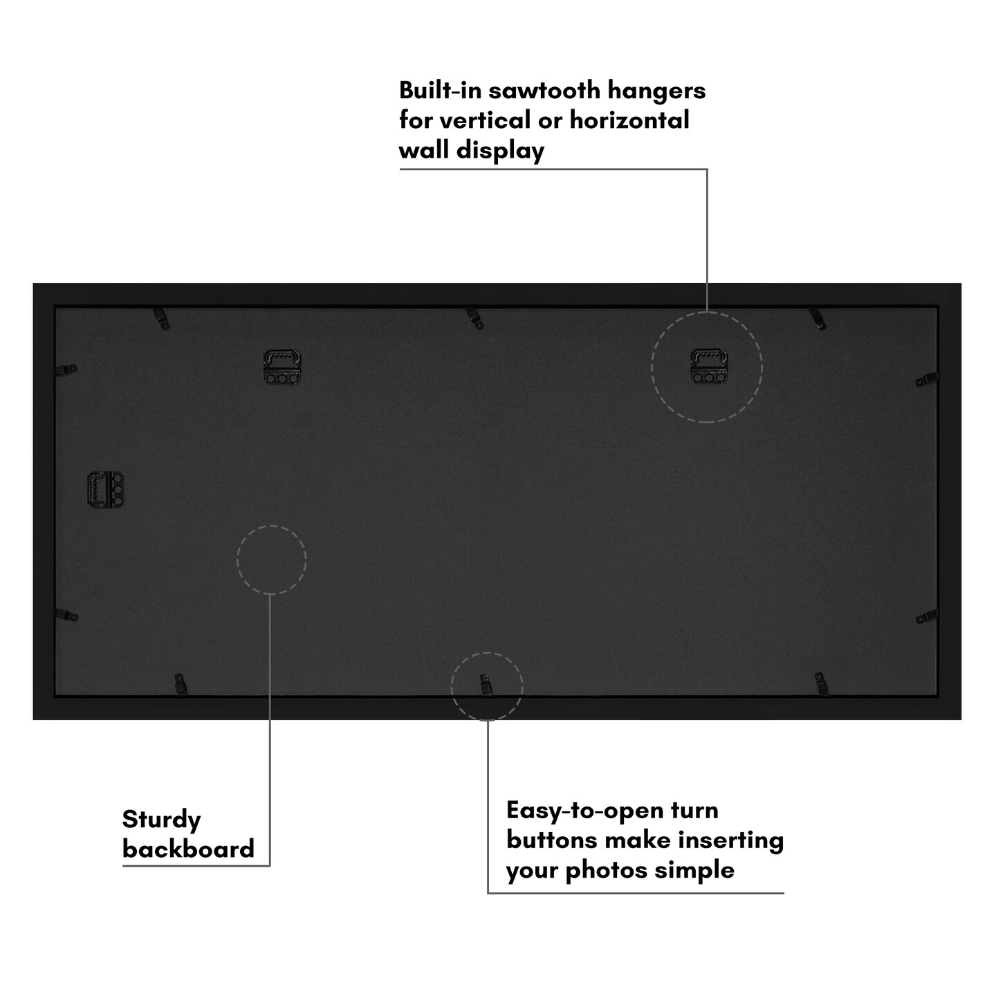 Americanflat 12x28 Collage Picture Frame - Fits One 8x10 Photo, Two 4x6 Photos, and Two 5x7 Photos or One 12x28 Photo