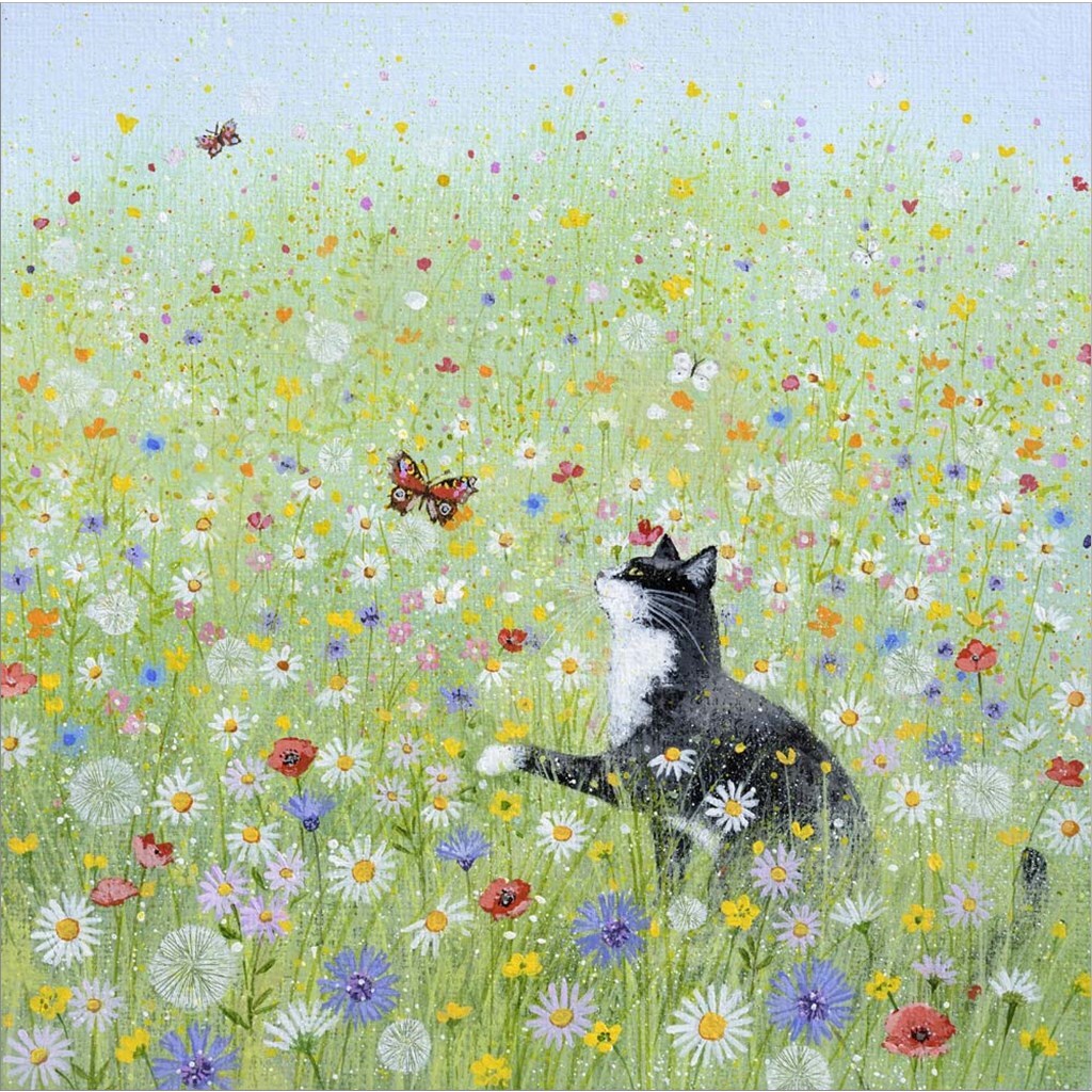 Cat in a Meadow by Lucy Grossmith 12&#x22; x 12&#x22; Canvas Wall Art