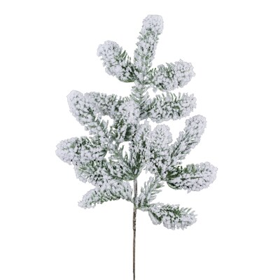 21&#x22; Artificial Snow Noble Pine Spray - Snow-Dusted Pine Branch for Winter and Holiday Decorations - XV7606
