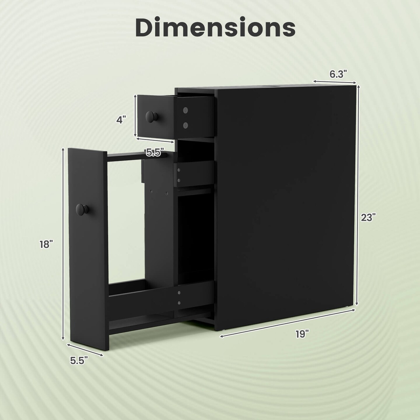 Costway Bathroom Floor Cabinet Toilet Narrow Storage Organizer with Flip Top White/Black