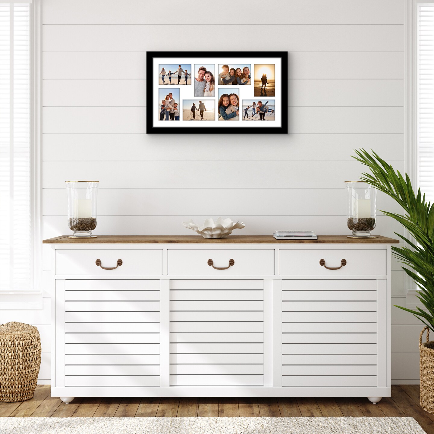 Americanflat 12x22 Collage Picture Frame - Fits Eight 4x6 Photos or One 12x22 Picture