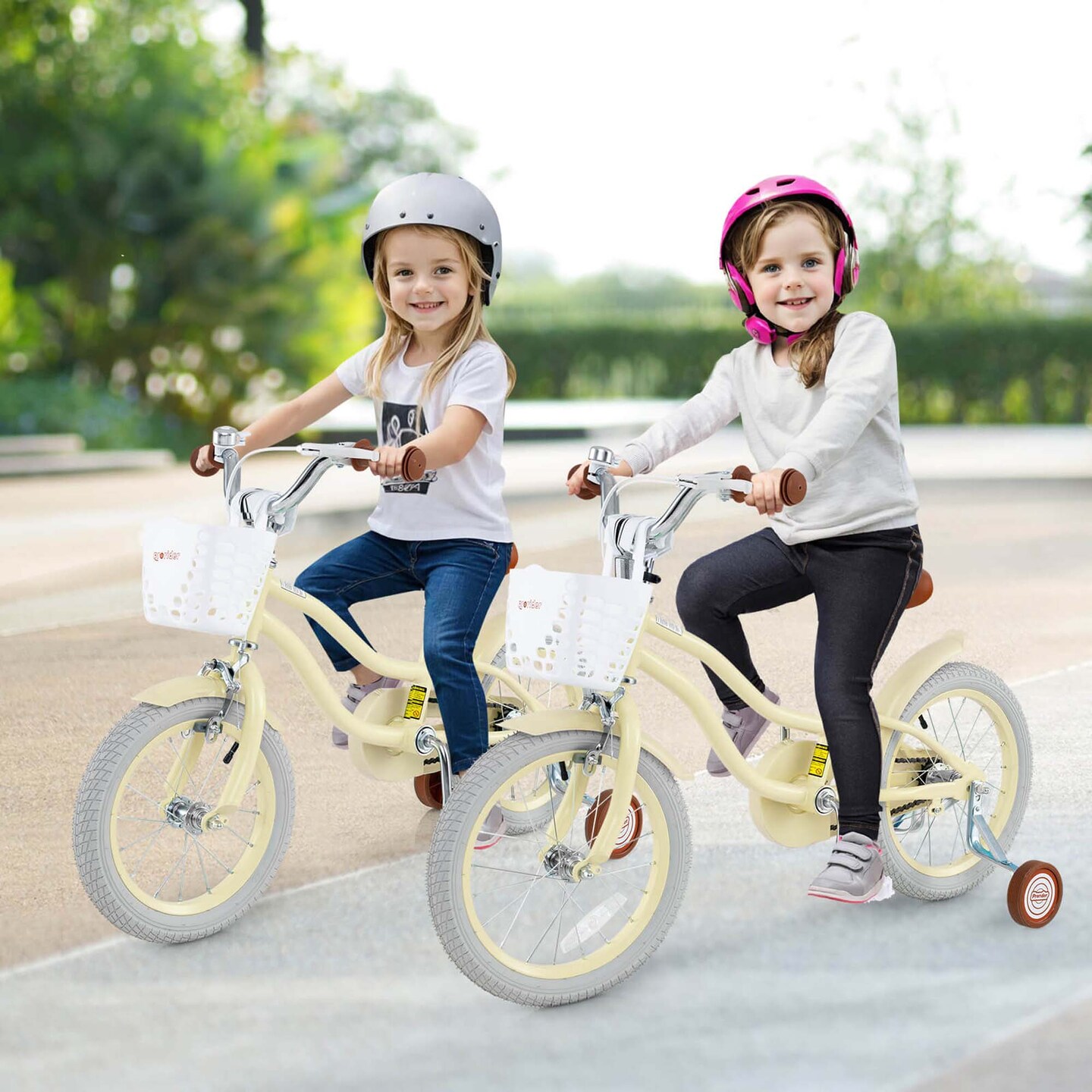 Costway 16'' Kids Bike Toddler Adjustable Bicycle withTraining Wheel for 4-8 Years Old Girl Purple/Pink/Turquoise/Blue/Beige/Green