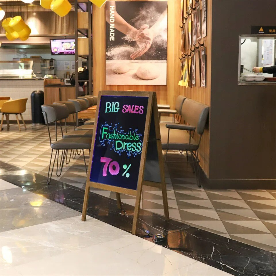 Large LED Magnetic Chalkboard Sandwich Board Restaurant Store Business Menu Sign