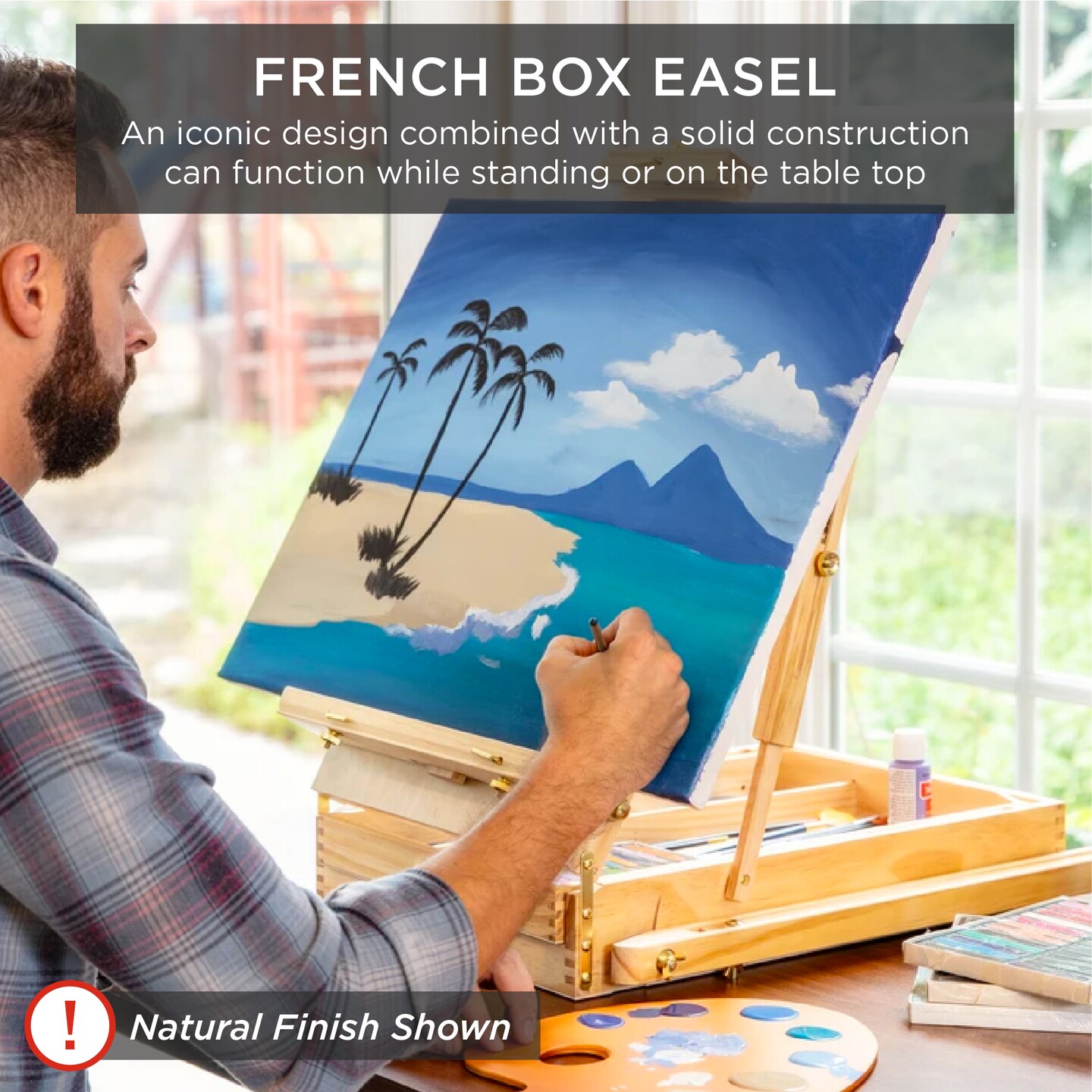 Best Choice Products French Easel, 32pc Beginners Kit Portable Wooden Adjustable Tripod  w/ Paint Supplies
