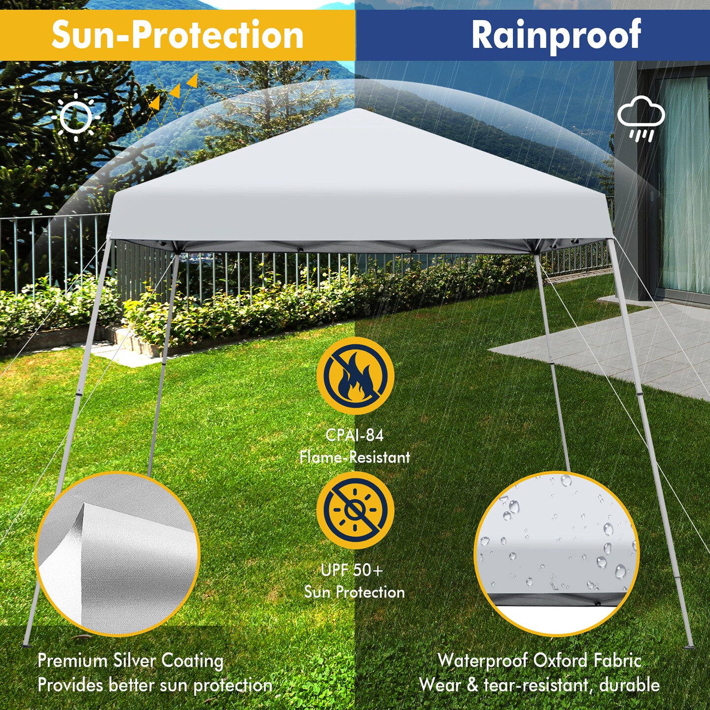 Costway 10x10ft Patio Outdoor Instant Pop-up Canopy Slanted Leg UPF50+ Sun Shelter