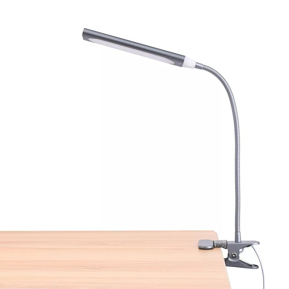 USB Clip-On Led Desk Lamp Dimmable Metal Gooseneck Adjustable Brightness Light