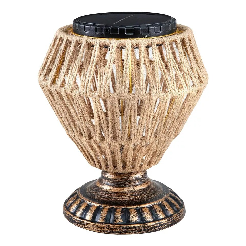 Desk Lamp Rattan Woven Solar Powered Eye-Caring Adjustable Reading Night Light