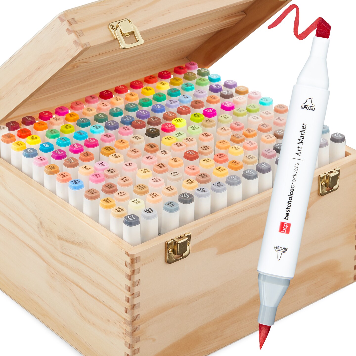 Best Choice Products Set of 168 Alcohol-Based Markers, Dual-Tipped Pens w/ Brush & Chisel Tip, Carrying Case
