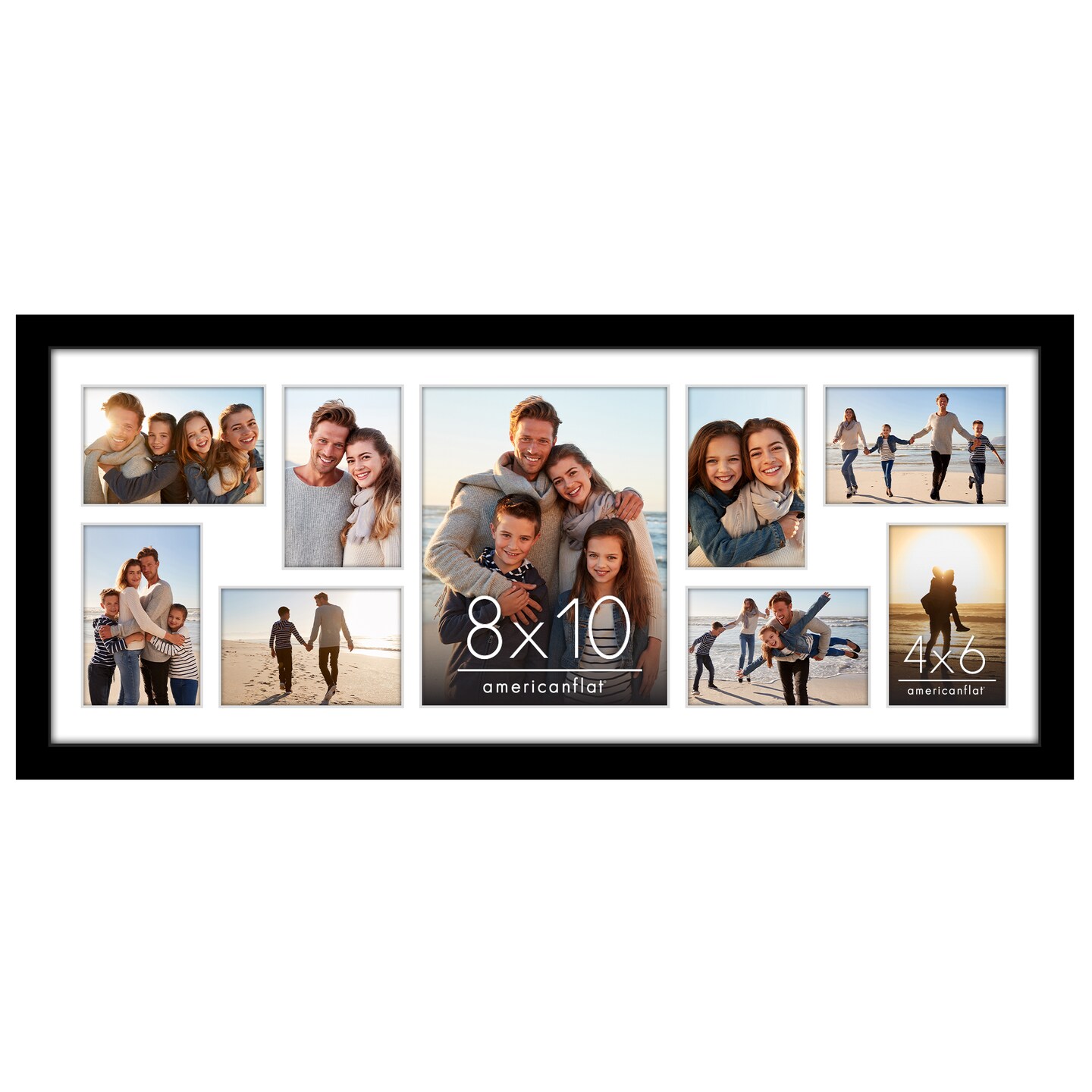 Americanflat 12x30 Collage Picture Frame - Fits One 8x10 Photo and Eight 4x6 Photos or One 12x30 Photo