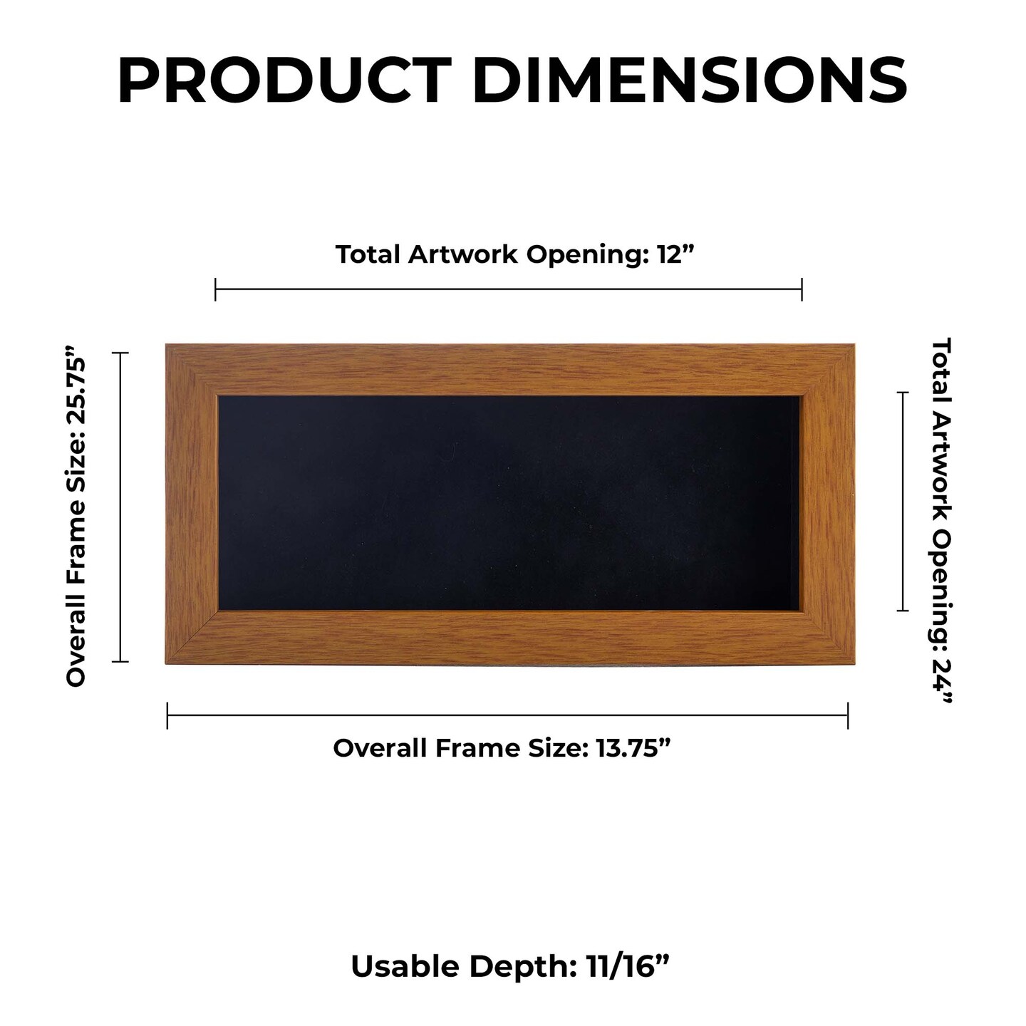 Warm Honey Brown Wood Shadow Box Frame with Acrylic Front - Black Suede Backing, 30 Sizes