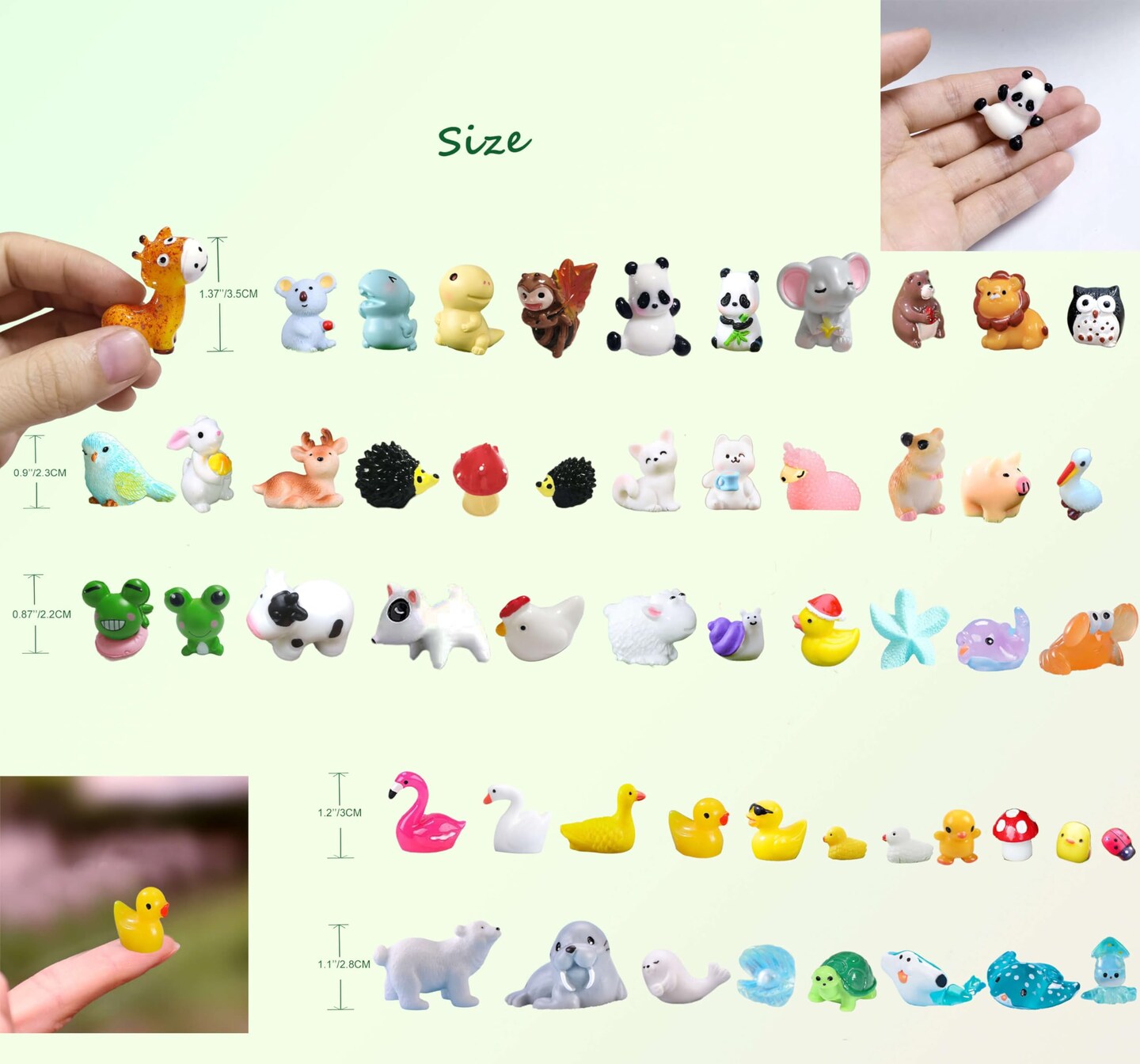 100 Pieces Mini Resin Animals Figures Set for Miniature Garden Decor - Slime Charm for Craft - Tiny Resin Animal