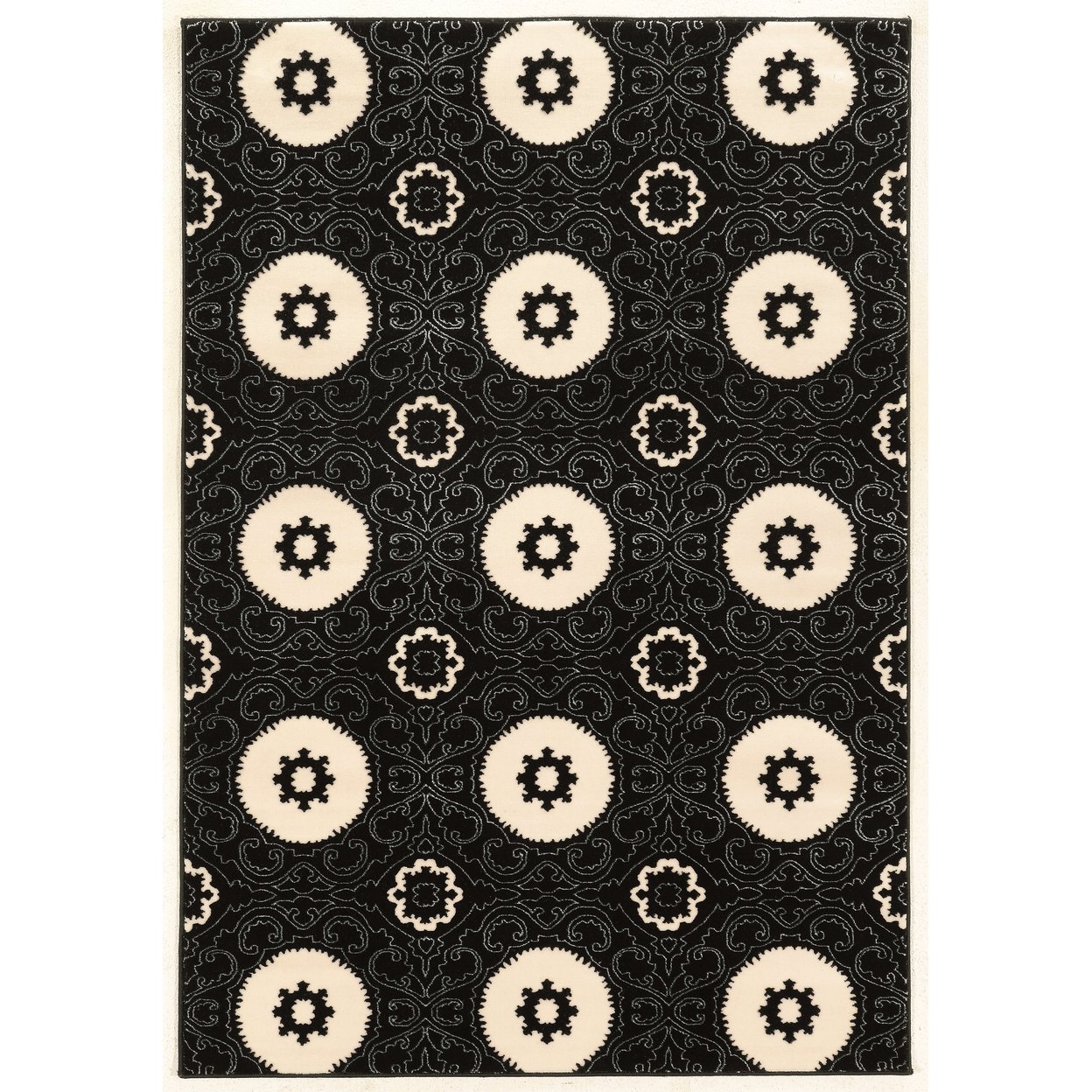 Prisma Karma Black Area Rug 8X10 Modern Design Faux Silk Collection 8X104&#x22;