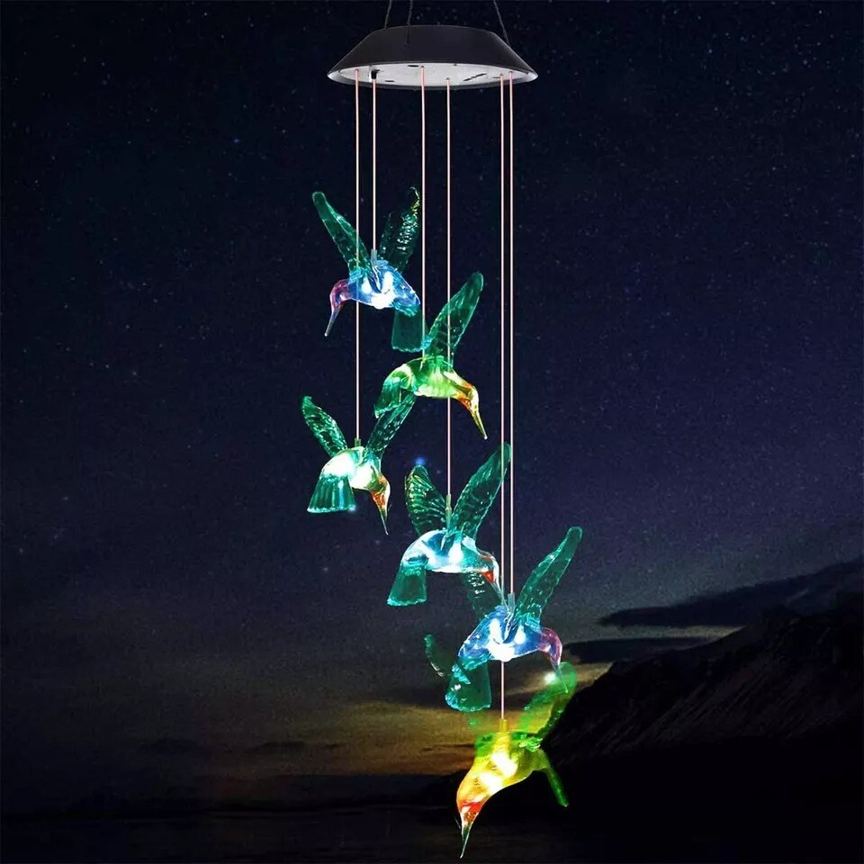 colorful Hummingbird Solar Gift Light Color Changing LED Garden Hanging Light
