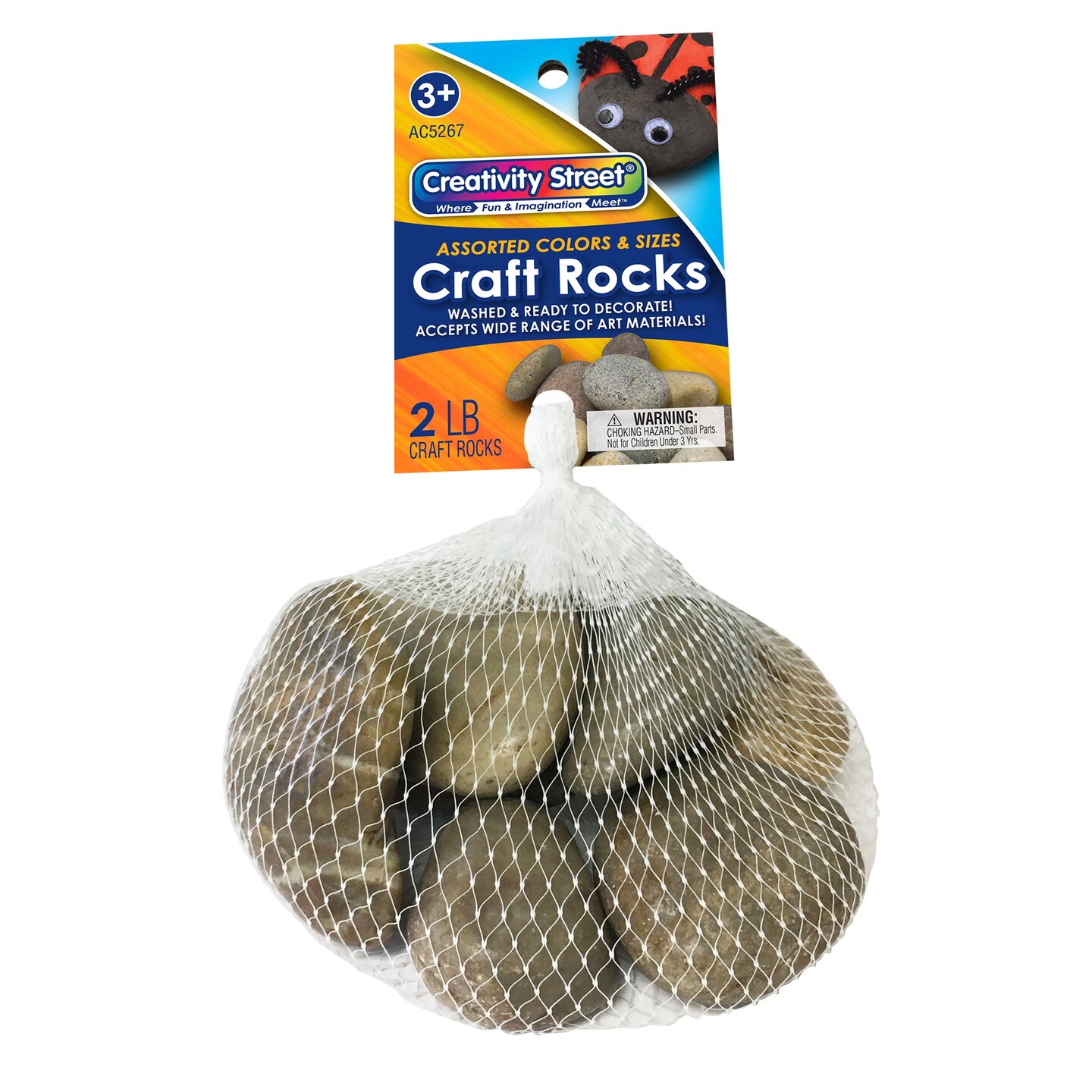 Craft Rocks, Assorted Natural Colors &#x26; Sizes, 2 lbs. Per Pack, 6 Packs