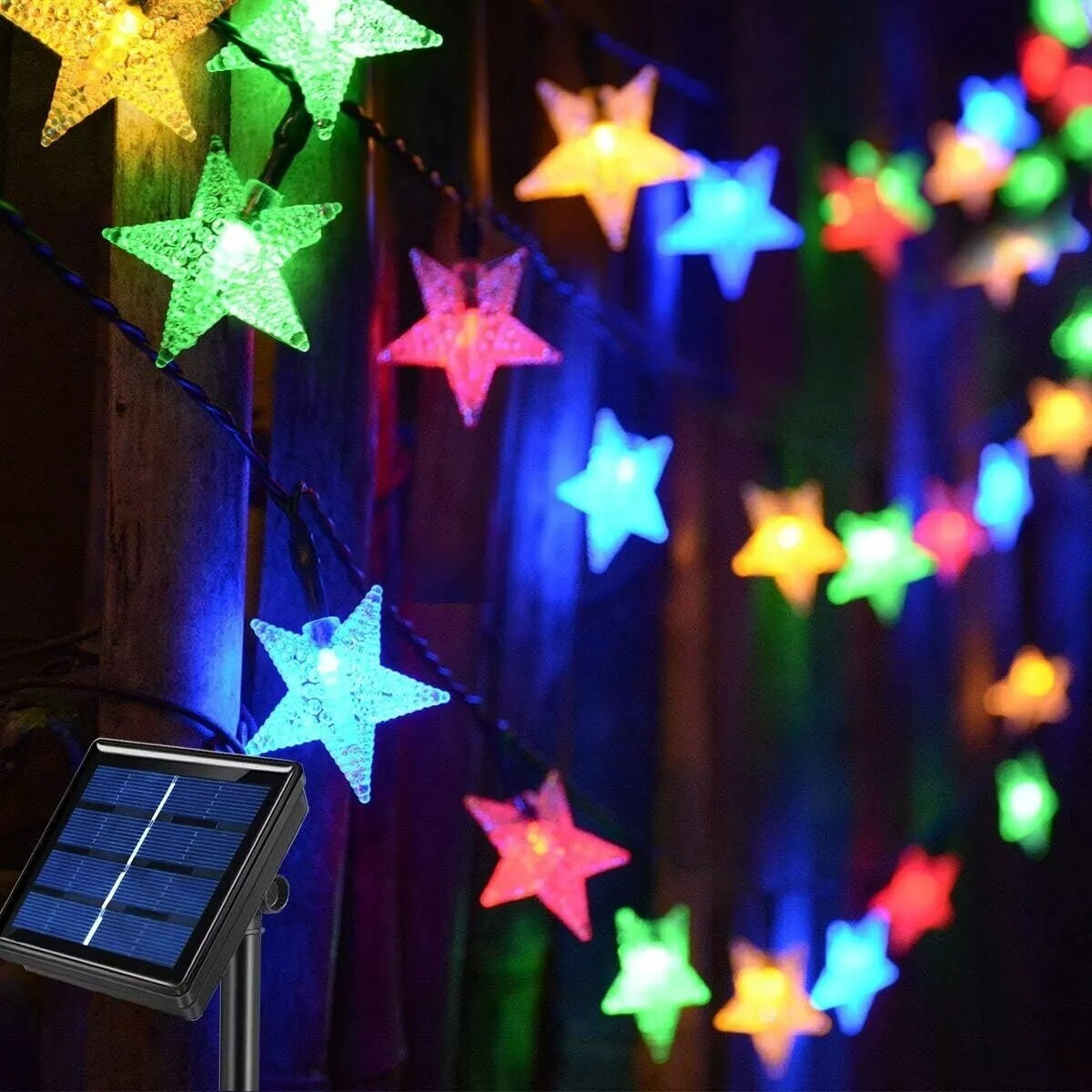 Christmas Solar Star String Lights 16.4FT 50LED Outdoor Solar Patio Lights