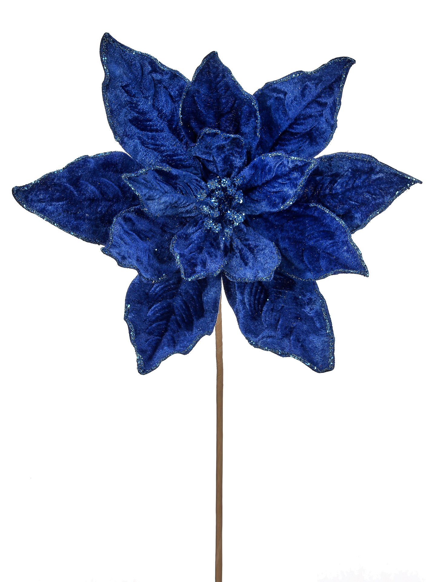 24&#x22; Deluxe Velvet Sapphire / Blue Poinsettia Flower