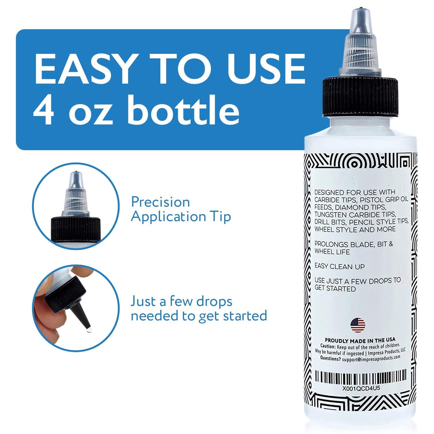 Glass Cutting Oil with Precision Application Top - 4 oz - Great for Stained Glass, Bottles, Tiles, and Mirrors - Custom-Formulated for Various Glass Cutting Tools and Applications