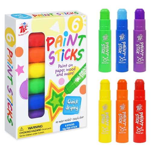 Paint Sticks, 6 Classic Colors, Washable, Non- Toxic, Tempera Paint Sticks for Kids and Student