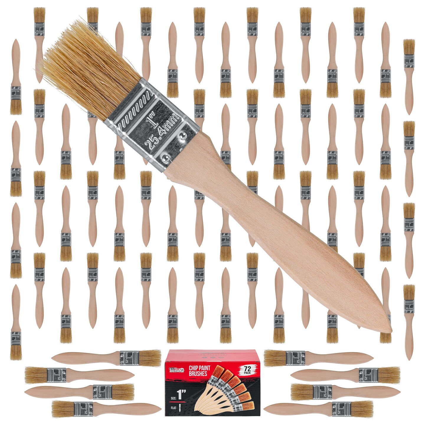 72 Pack of 1 inch Paint and Chip Paint Brushes for Paint, Stains
