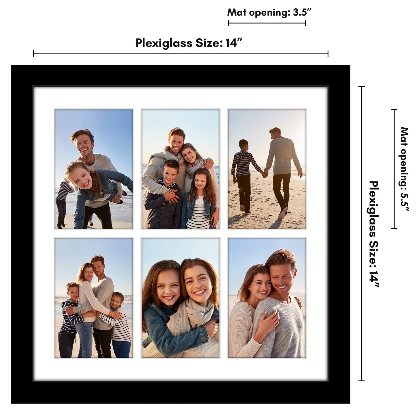 Americanflat 14x14 Collage Picture Frame - Fits Six 4x6 Photos or One 14x14 Photo