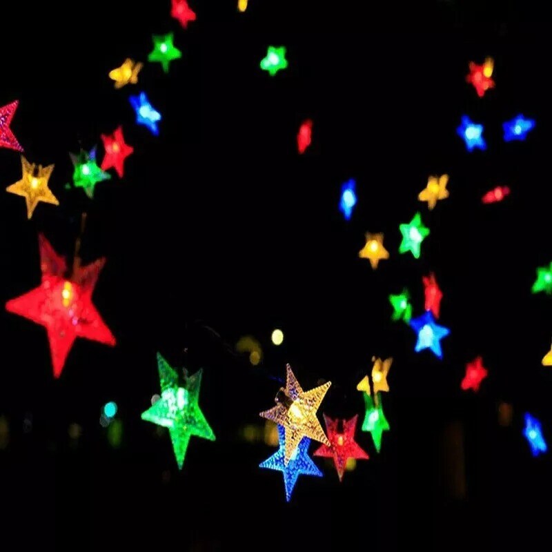 Christmas Solar Star String Lights 16.4FT 50LED Outdoor Solar Patio Lights