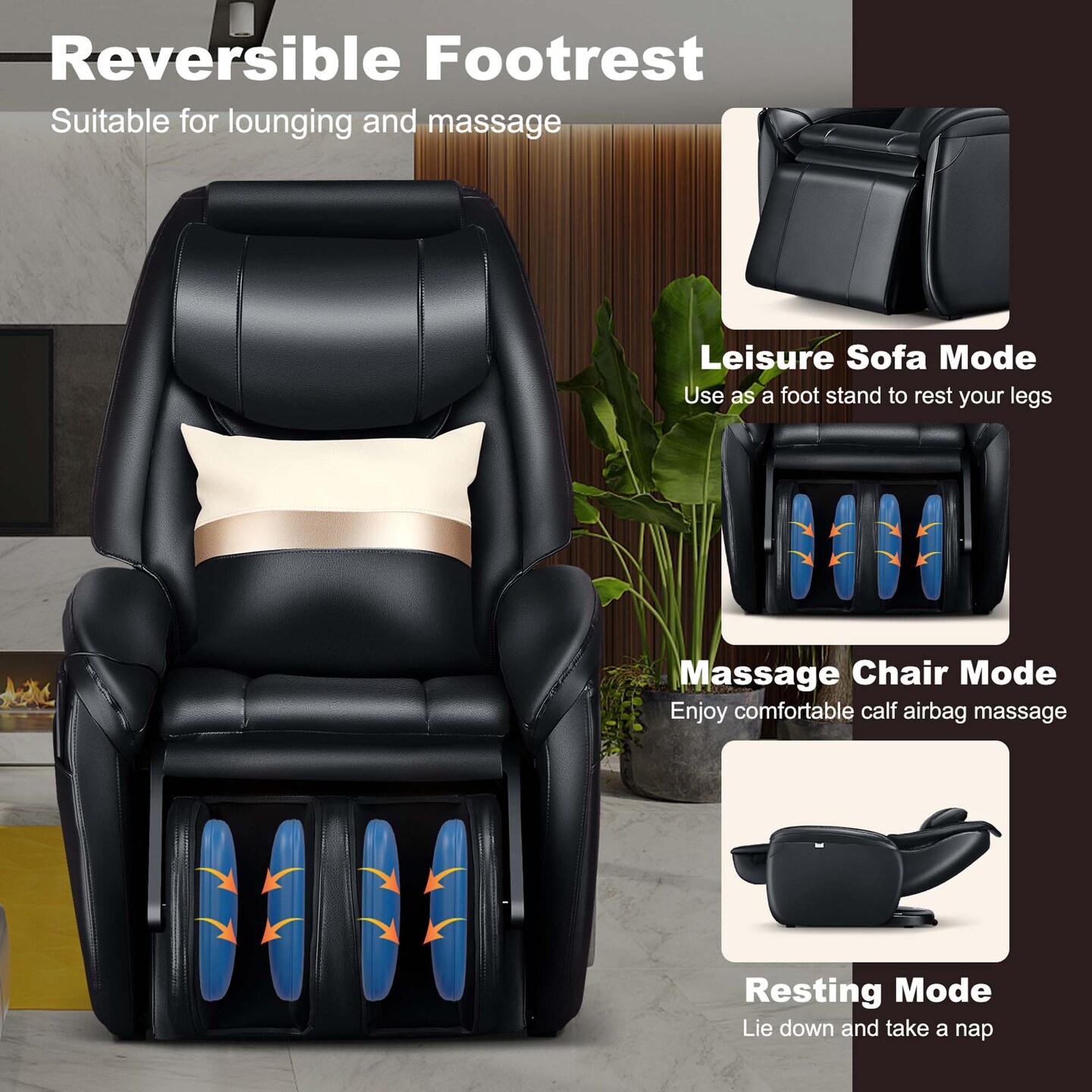 Costway Massage Chair Full Body SL Track Zero Gravity with Pillow Reversible Footrest Heat Black/Green/Brown
