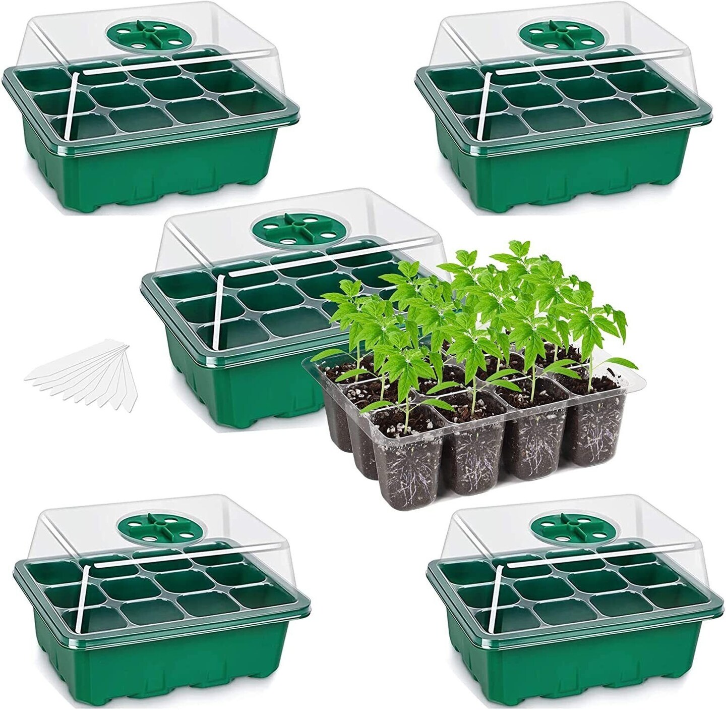 5Pack Seed Starter Tray Plant Starter Kit with Domes Greenhouse Germination Kit